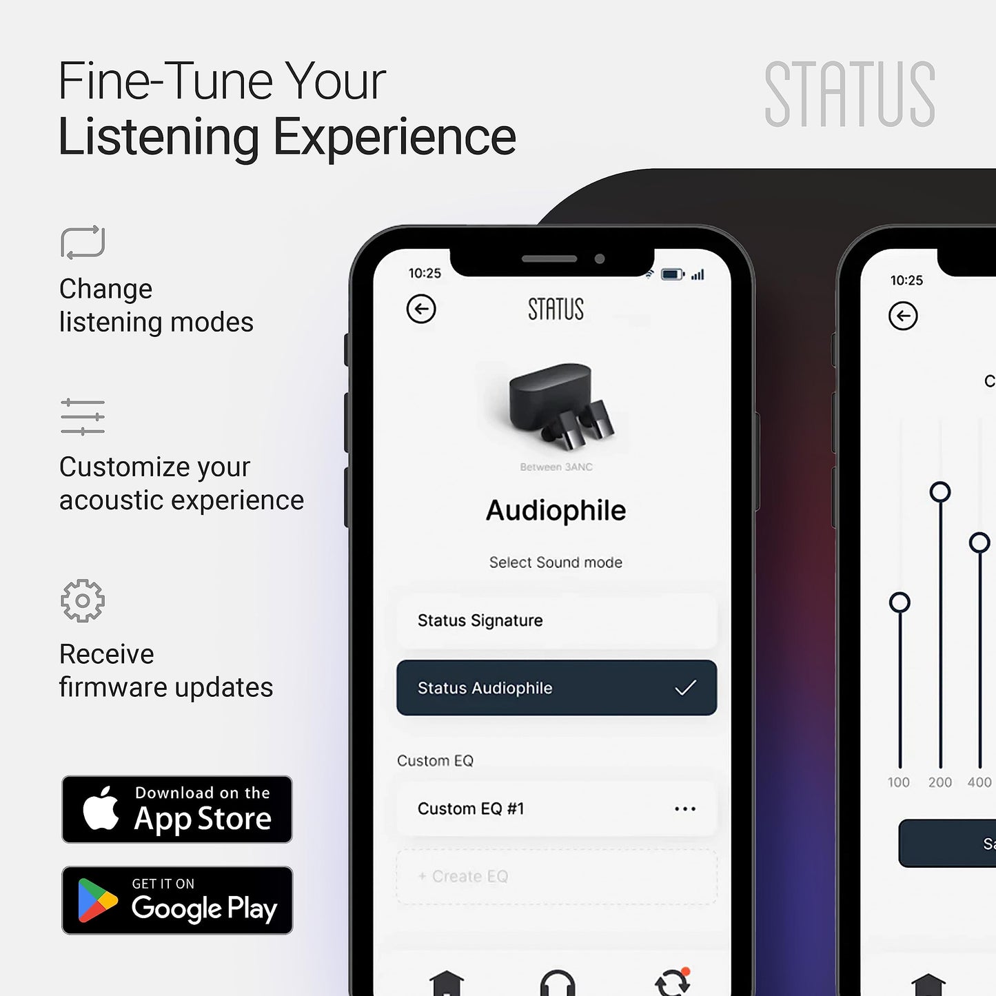 Status Audio Between Pro True Wireless Earbuds - Small Charging Case - 4 Microphones - Hybrid Triple Driver - 12 + 36 Hour Battery - Bluetooth 5.2 - Noise-Isolating Fit - IPX5 Water Resistant Ear Buds
