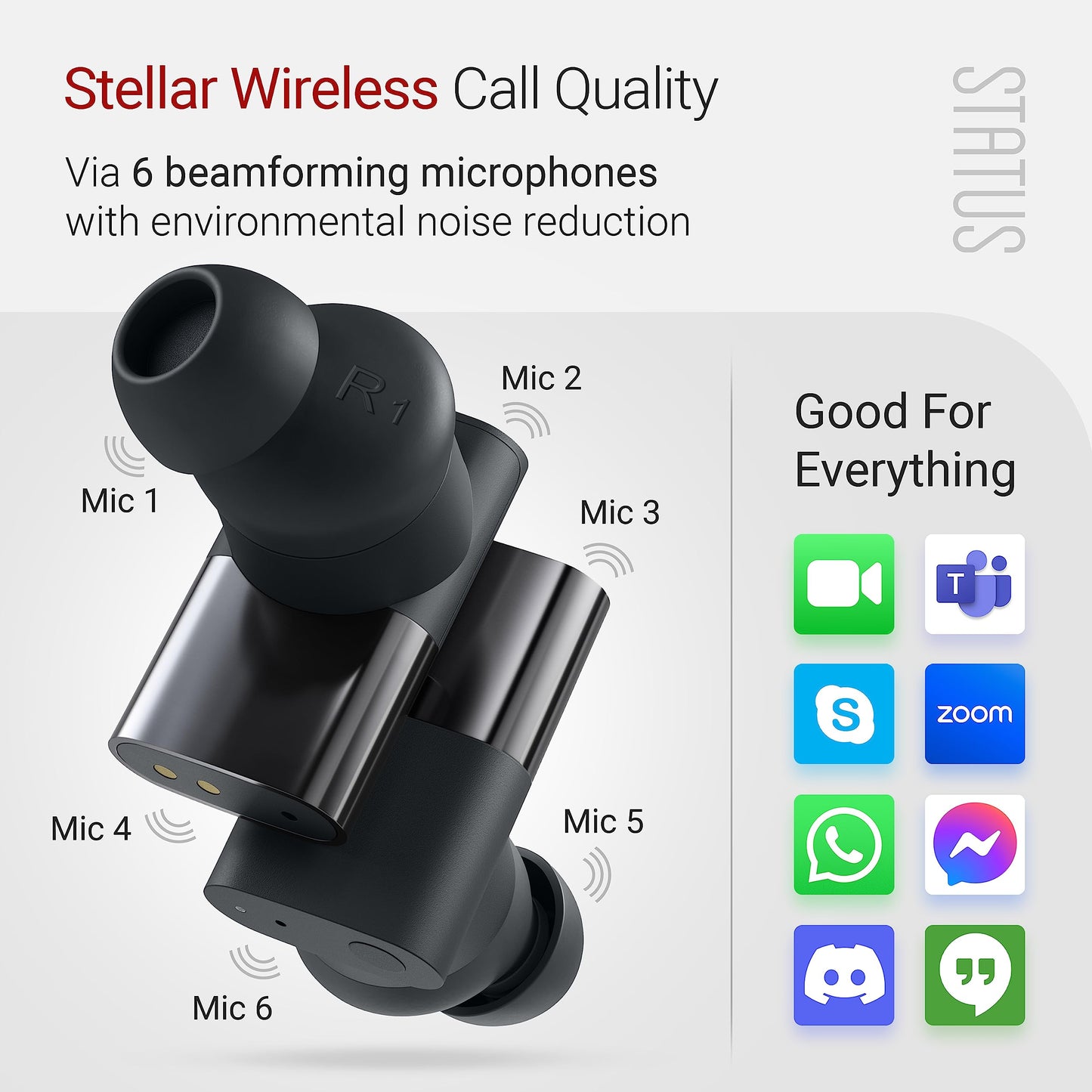 Status Audio Between Pro True Wireless Earbuds - Small Charging Case - 4 Microphones - Hybrid Triple Driver - 12 + 36 Hour Battery - Bluetooth 5.2 - Noise-Isolating Fit - IPX5 Water Resistant Ear Buds