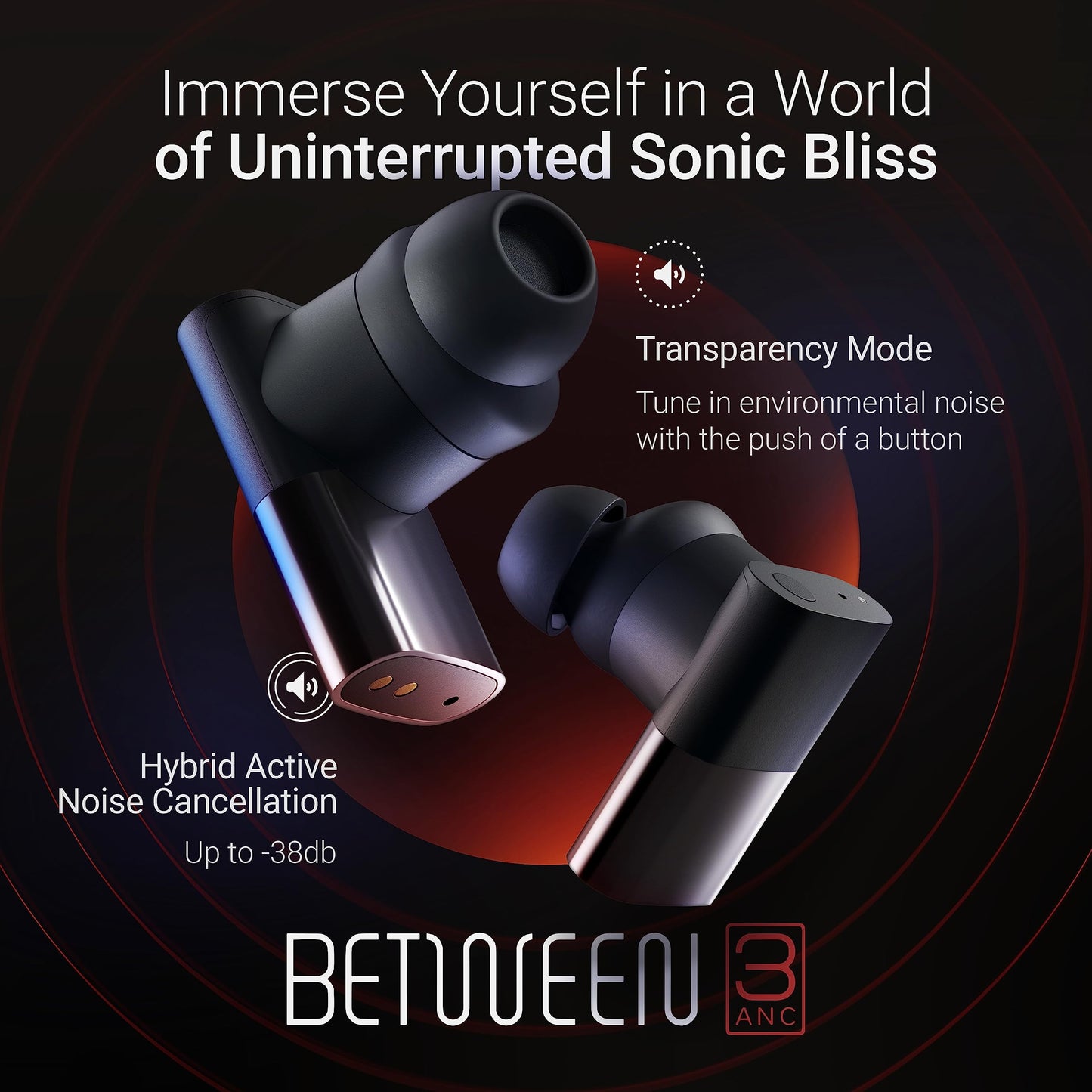 Status Audio Between Pro True Wireless Earbuds - Small Charging Case - 4 Microphones - Hybrid Triple Driver - 12 + 36 Hour Battery - Bluetooth 5.2 - Noise-Isolating Fit - IPX5 Water Resistant Ear Buds